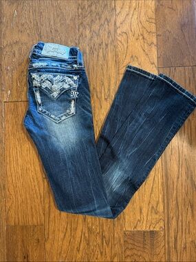 Miss Me Dark Blue Embellished Flare Jeans